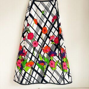 Vintage 70s Colourful Floral Print Reversible Wrap Maxi Skirt s